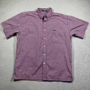 Chaps Ralph Lauren Shirt Mens Large Red‎ Tattersall Plaid Short Sleeve Button